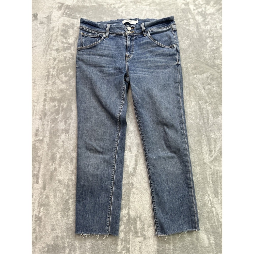 Hudson Collin Skinny Mid Rise Jeans Womens Sz 30 Blue Faded Whiskered Cropped